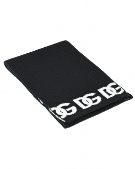 Черный шарф с белым лого, 135x20 см Dolce&Gabbana Черный, арт. LBKAA8 JBVU2 N0000 | Фото 1