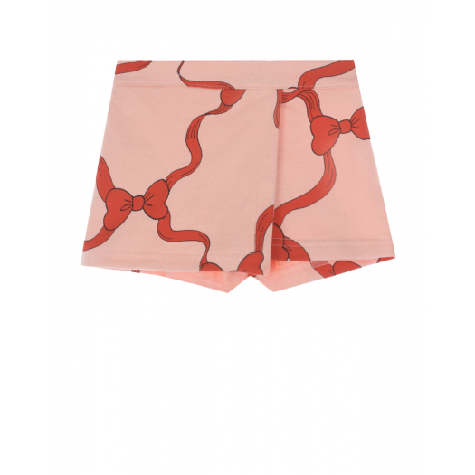 Розовая юбка-шорты с принтом &quot;банты&quot;  | Фото 1