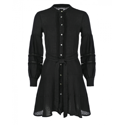 Черное платье с поясом 120% Lino | Фото 1