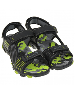 Черные сандалии с камуфляжной подошвой SUPERFIT Черный, арт. 0-800100-0100 | Фото 1