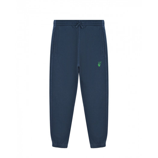 Синие спортивные брюки с зеленым логотипом Off-White | Фото 1