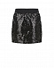 Черная юбка-мини со сплошной вышивкой пайетками Monnalisa | Фото 2