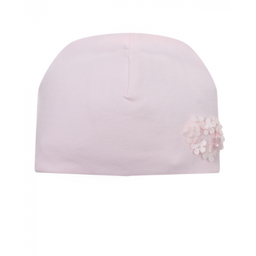 Розовая шапка с цветочным декором Story Loris | Фото 1