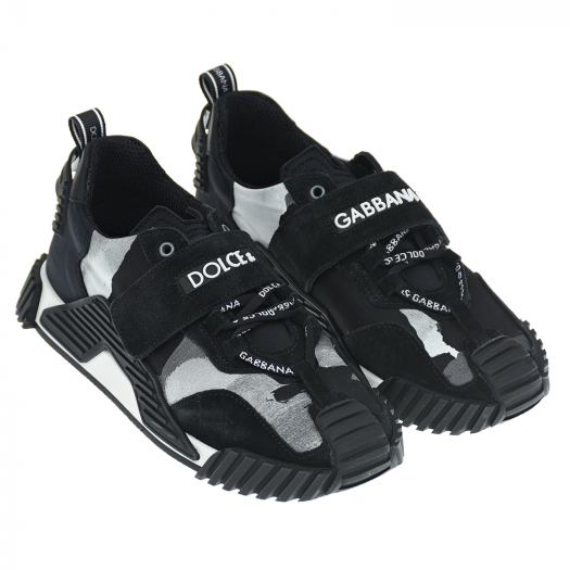 Черные кроссовки с серыми вставками Dolce&Gabbana | Фото 1