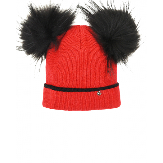Красная шапка с черными помпонами Aletta | Фото 1