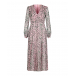 Розовое шелковое платье с растительным принтом Saloni | Фото 1