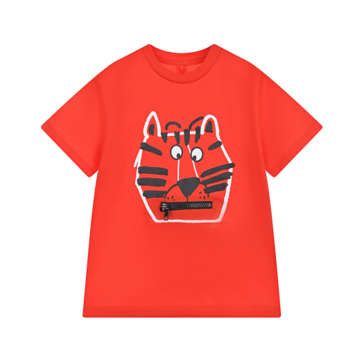 Красная футболка с принтом &quot;тигр&quot; Stella McCartney | Фото 1