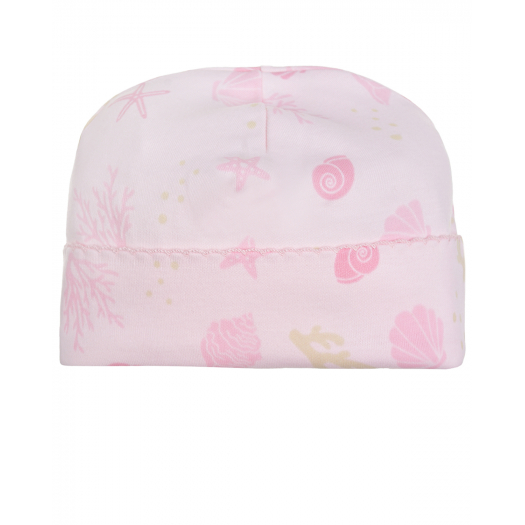 Розовая шапка с морским принтом Lyda Baby | Фото 1
