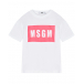 Белая футболка с лого в розовом прямоугольнике MSGM | Фото 1