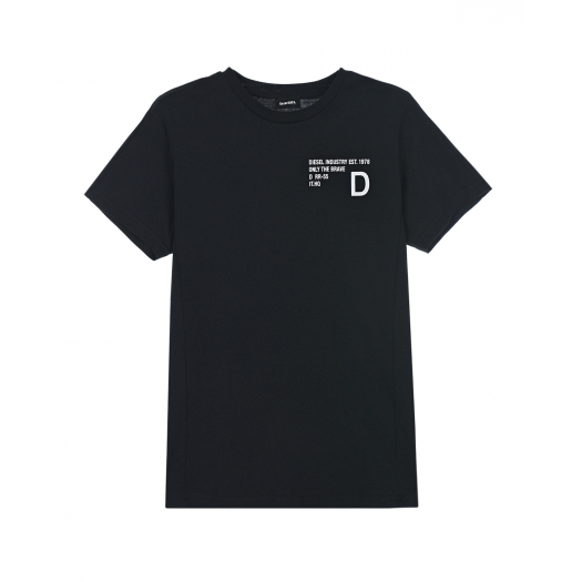 Черная футболка с контрастным принтом Diesel | Фото 1