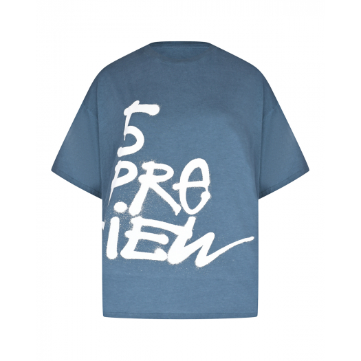 Синяя футболка с белым лого 5 Preview | Фото 1