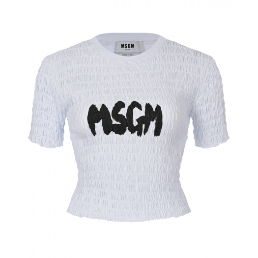 Белый топ с лого MSGM | Фото 1