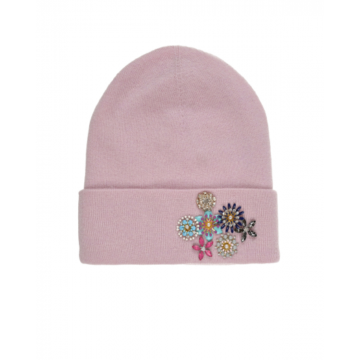 Розовая шапка с цветочным декором Regina | Фото 1