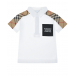 Белая футболка-поло с бежевыми вставками Burberry | Фото 1
