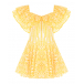 Короткое белое платье с желтым шитьем Charo Ruiz | Фото 1