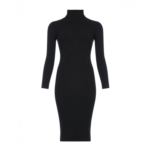 Черное мини-платье в рубчик Pietro Brunelli | Фото 1