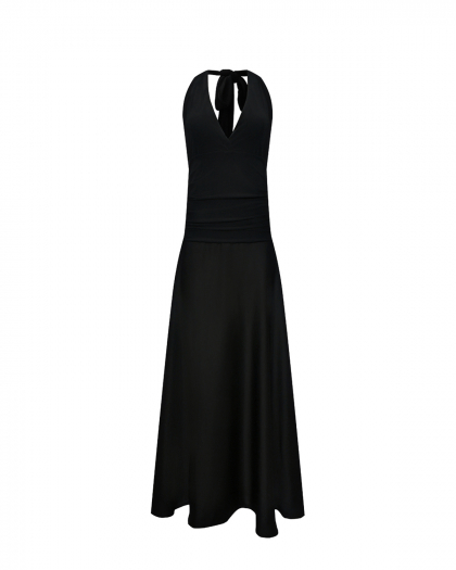 Платье с драпированным верхом, черное Pietro Brunelli | Фото 1