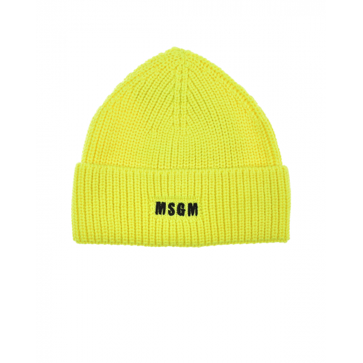 Желтая шапка из смесовой шерсти MSGM | Фото 1