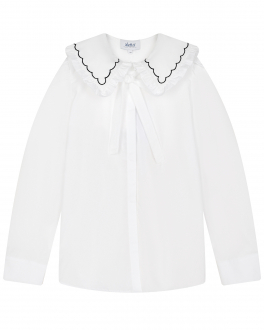 Белая рубашка с вышивкой на воротнике Aletta Белый, арт. AC220609L-25 291 | Фото 1