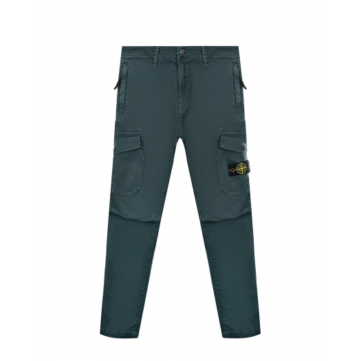 Темно-зеленые брюки с накладными карманами  | Фото 1