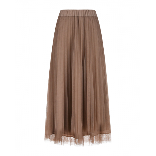 Плиссированная юбка-миди бежевого цвета Parosh | Фото 1