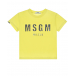 Желтая футболка с серебристым логотипом MSGM | Фото 1