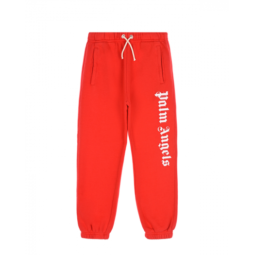 Красные спортивные брюки с белым логотипом  | Фото 1