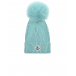 Базовая голубая шапка с помпоном Moncler | Фото 1
