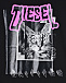 Черная футболка с принтом &quot;Кот&quot; и розовым логотипом Diesel | Фото 3