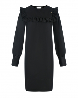 Черное платье с рюшей By Malene Birger Черный, арт. Q70761001 BLACK | Фото 1