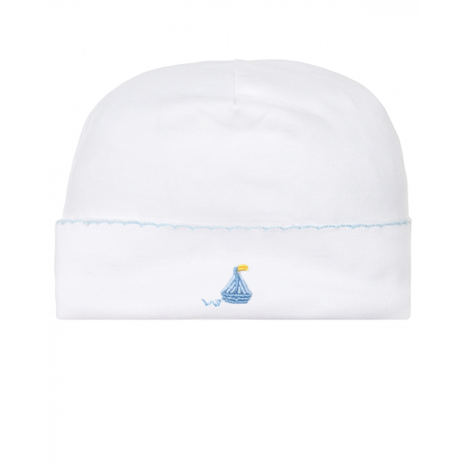 Белая шапка с вышивкой &quot;кораблик&quot; Lyda Baby | Фото 1