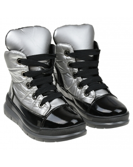 Серебристые мембранные сапоги со шнуровкой ONWAY , арт. 14101T ZAFFIROCLYDER_BLACKSILVER | Фото 1