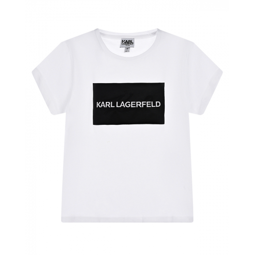 Белая футболка с логотипом Karl Lagerfeld kids | Фото 1