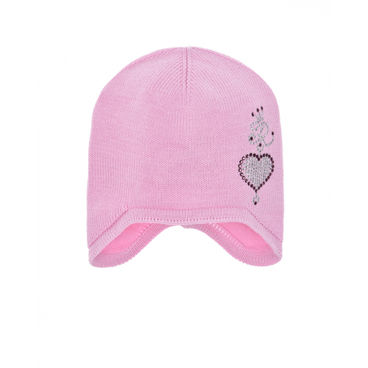 Розовая шапка с серебристым сердцем Regina | Фото 1