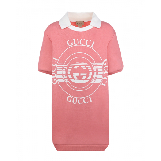 Розовое платье-футболка GUCCI | Фото 1