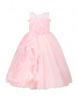 Розовое платье с объемной цветочной аппликацией Sasha Kim Розовый, арт. SK STEPHANIE 200358 PINK 10 | Фото 1
