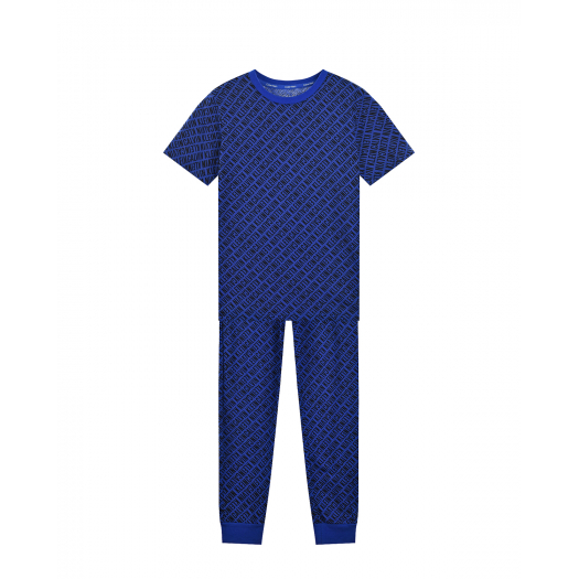 Синяя пижама: футболка и брюки Calvin Klein | Фото 1