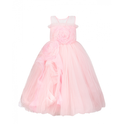 Розовое платье с объемной цветочной аппликацией Sasha Kim | Фото 1