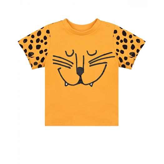 Оранжевая футболка с леопардовым принтом Stella McCartney | Фото 1