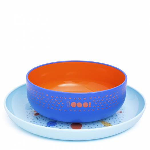 Набор посуды (тарелка + миска синего цвета), коллекция BOO Suavinex | Фото 1