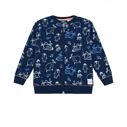 Спортивная куртка с принтом &quot;Подводные лодки, рыбы, осьминоги&quot; Sanetta Kidswear | Фото 1