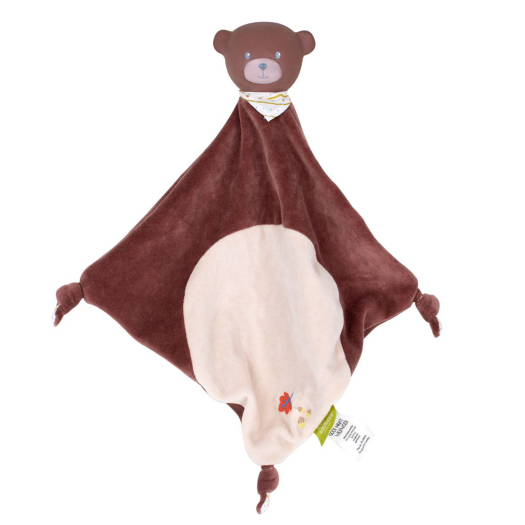 Игрушка-платочек с головой из натурального каучука Медведь  | Фото 1