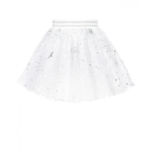 Белая юбка с вышивкой пайетками Dan Maralex | Фото 1