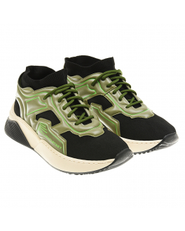 Черные кроссовки с зелеными вставками Stella McCartney Черный, арт. 603394SRD02 1000 | Фото 1