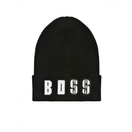 Черная шапка с надписью BOSS Regina | Фото 1