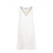 Белое платье с V-образным вырезом и декором 120% Lino | Фото 1