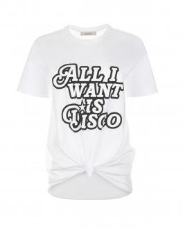 Белая футболка с принтом &quot;ALL I WANT IS DISCO&quot; Dorothee Schumacher Белый, арт. 523001 100 | Фото 1