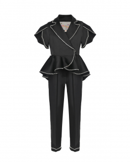 Костюм: приталенный пиджак и брюки, черный KetiOne Kids Черный, арт. KOKFW000459 | Фото 1