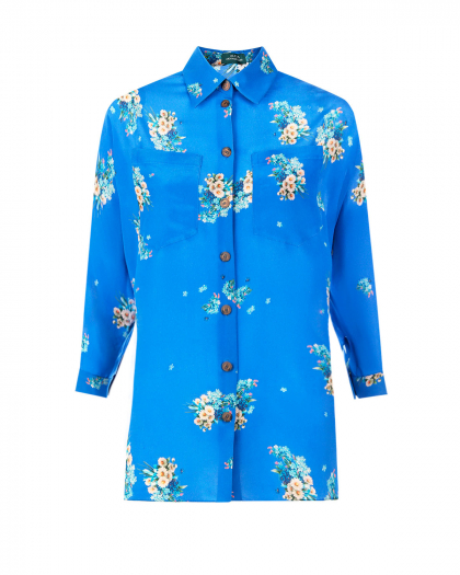 Шелковая блуза с цветочным принтом  | Фото 1