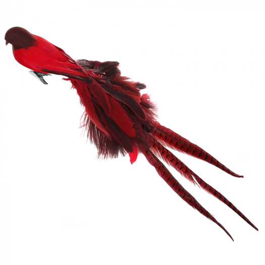 Декор &quot;Птица с пером&quot; красная, на клипсе, 70 см SHISHI | Фото 1